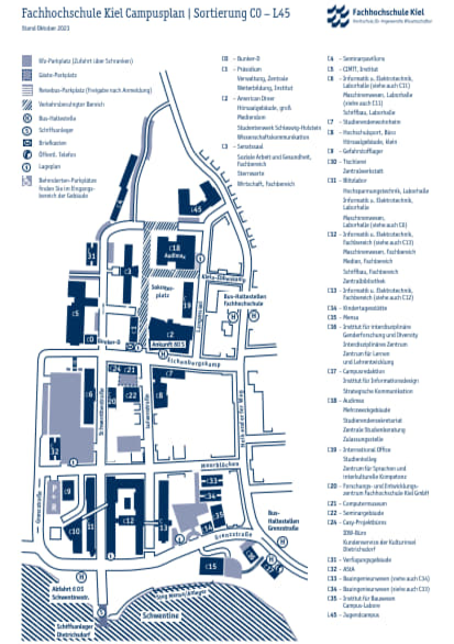 Map of the campus by building nummbers