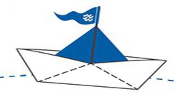 DIe Grafik zeigt ein stilisiertes Segelboot. Auf der Flagge ist das Logo der FH Kiel zu erkennen.