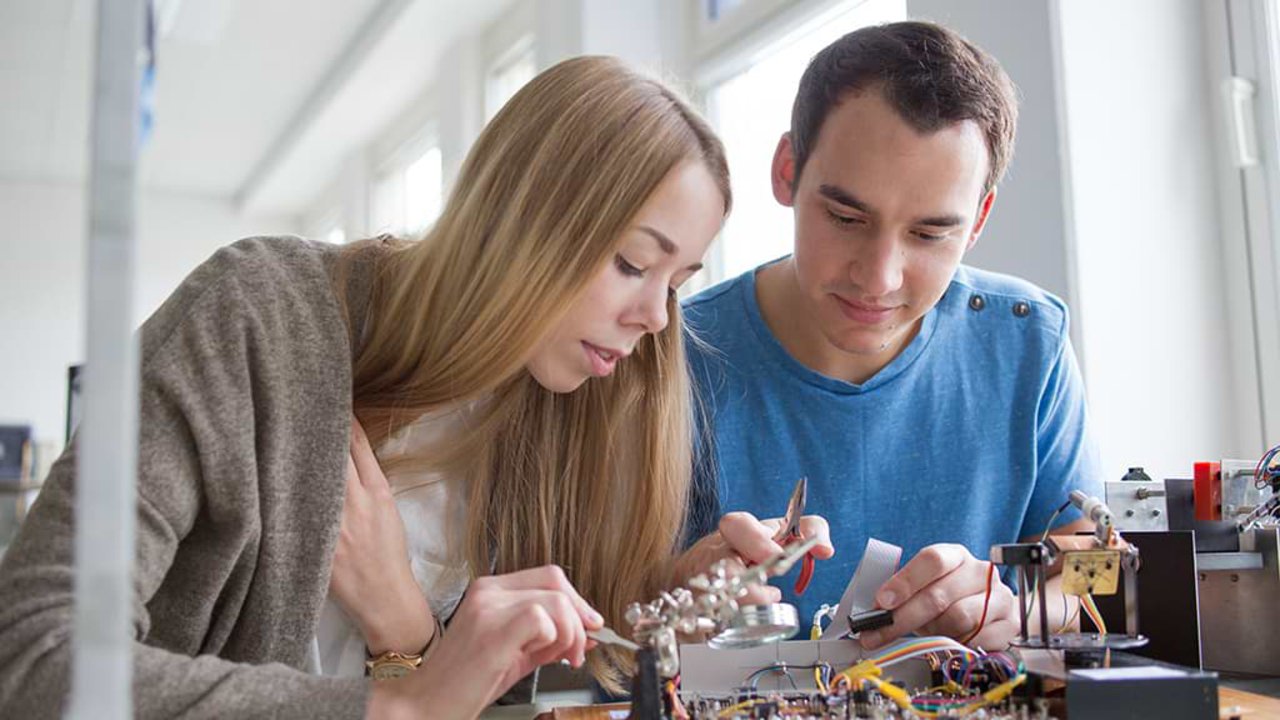 Students of the department of computer science and electrical engineering during the exercises