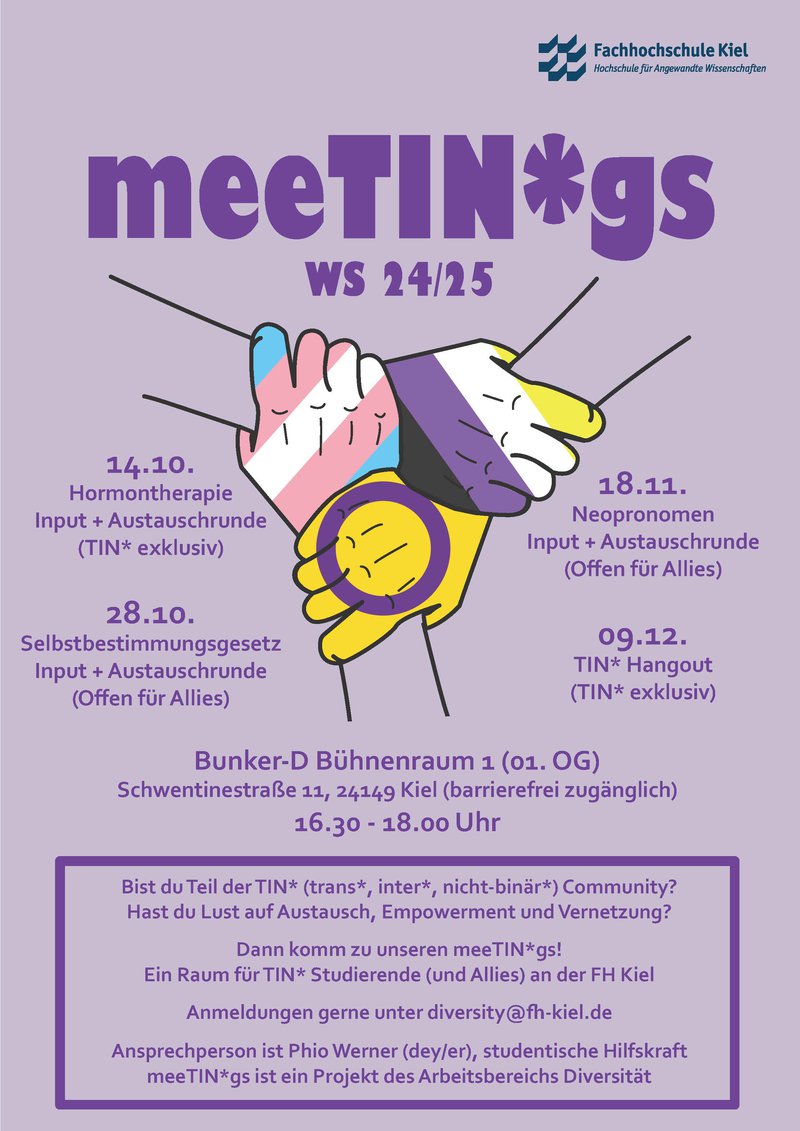 Plakat mit den Terminen für die meeTIN*gs im Wintersemester 2024/2025