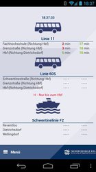Screenshot der ÖPNV-Infoseite der App zur FH Kiel